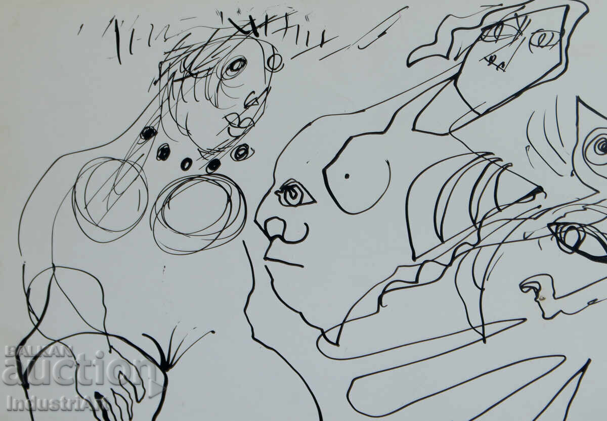 Delivery of Modern art ink abstract composition