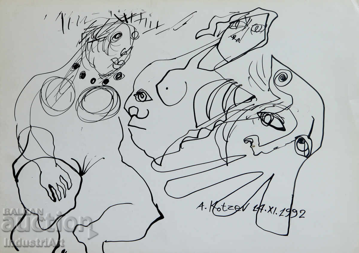 Modern art ink abstract composition