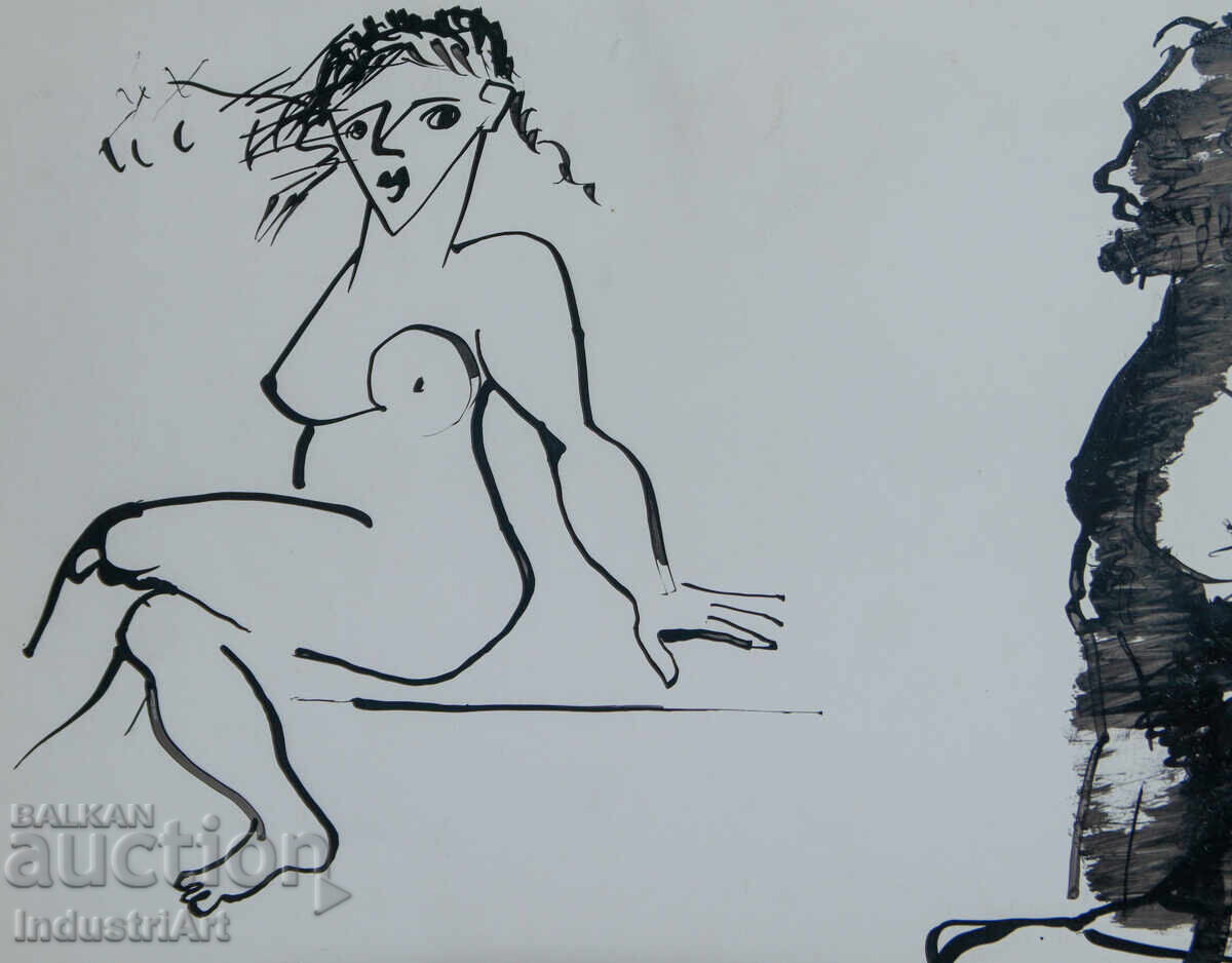 Delivery of Contemporary Art Ink Abstract Composition 1991