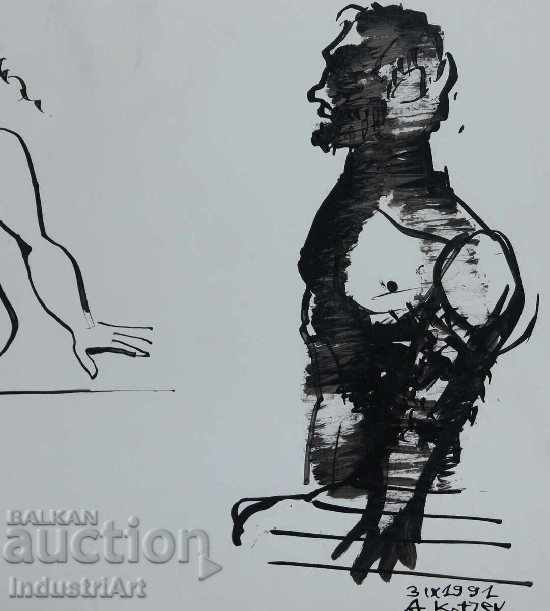 Contemporary Art Ink Abstract Composition 1991 - 5