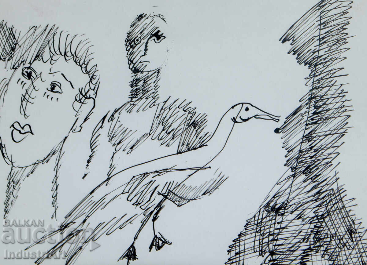 Delivery of Contemporary Art Ink Abstract Composition 1991