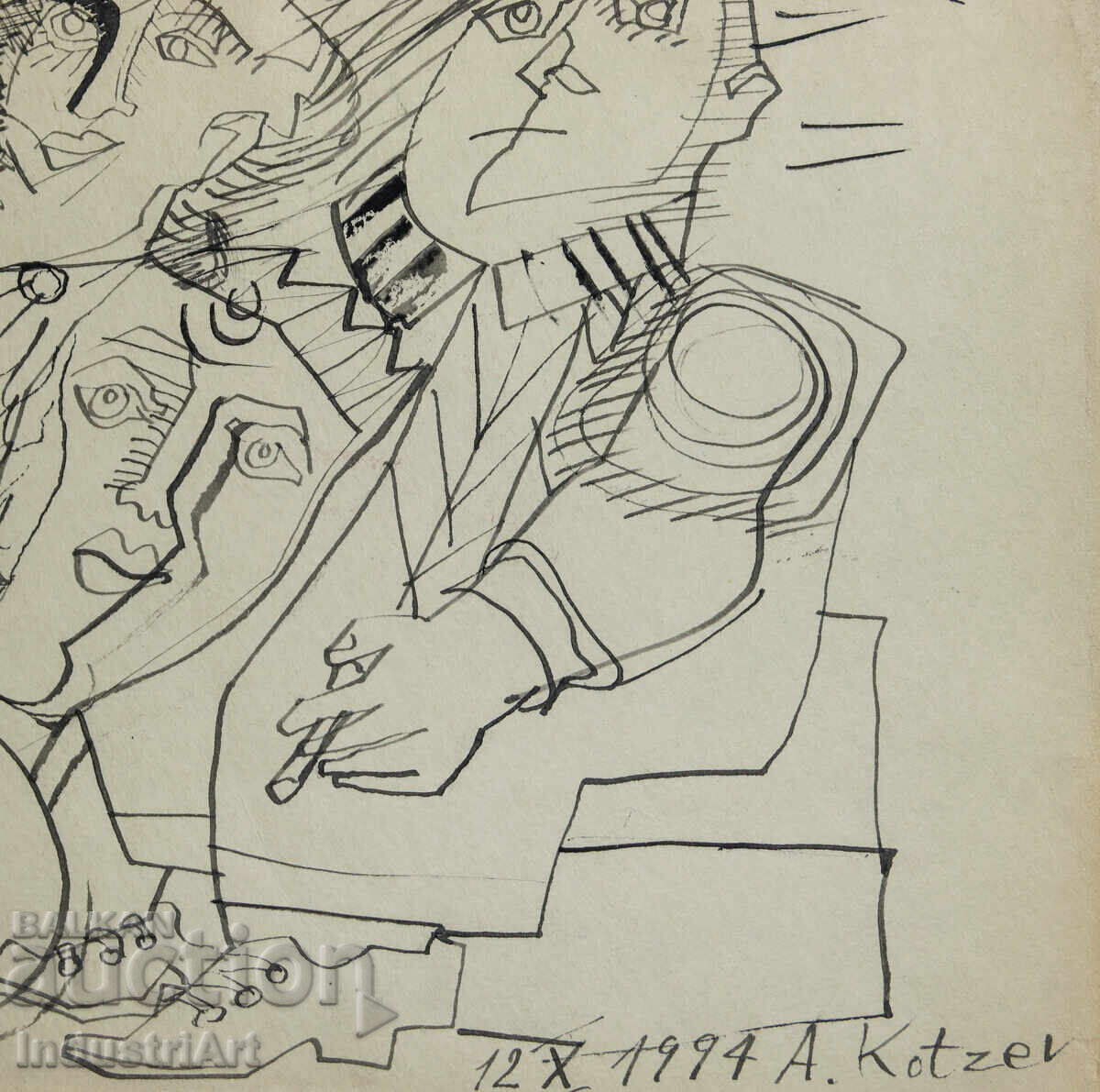 Contemporary Art Ink Abstract Composition 1994 - 5