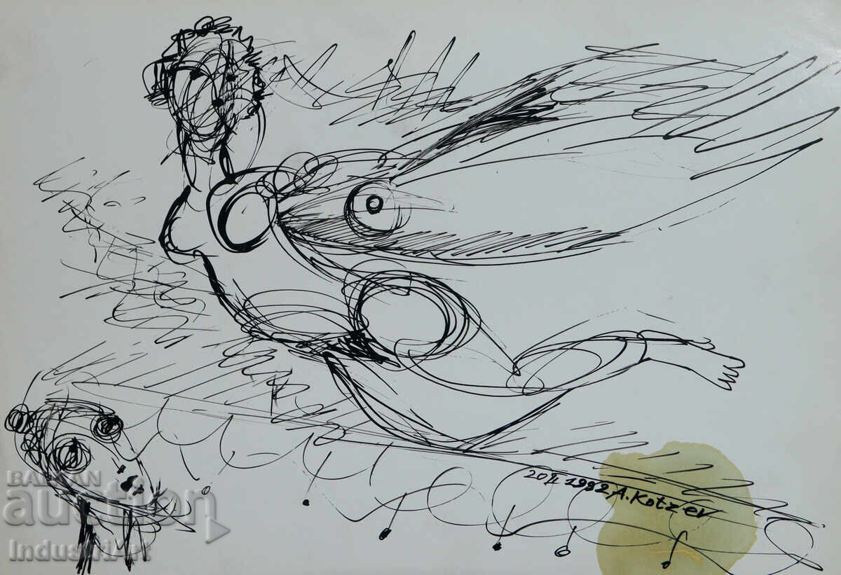 Δημοπρασία Σύγχρονη τέχνη μελάνι γυναίκα πουλί 1992 Δημοπρασία Σύγχρονη τέχνη μελάνι γυναίκα πουλί 1992