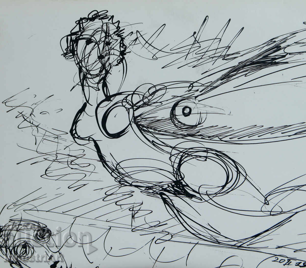 Παράδοση Σύγχρονη τέχνη μελάνι γυναίκα πουλί 1992 Παράδοση Σύγχρονη τέχνη μελάνι γυναίκα πουλί 1992