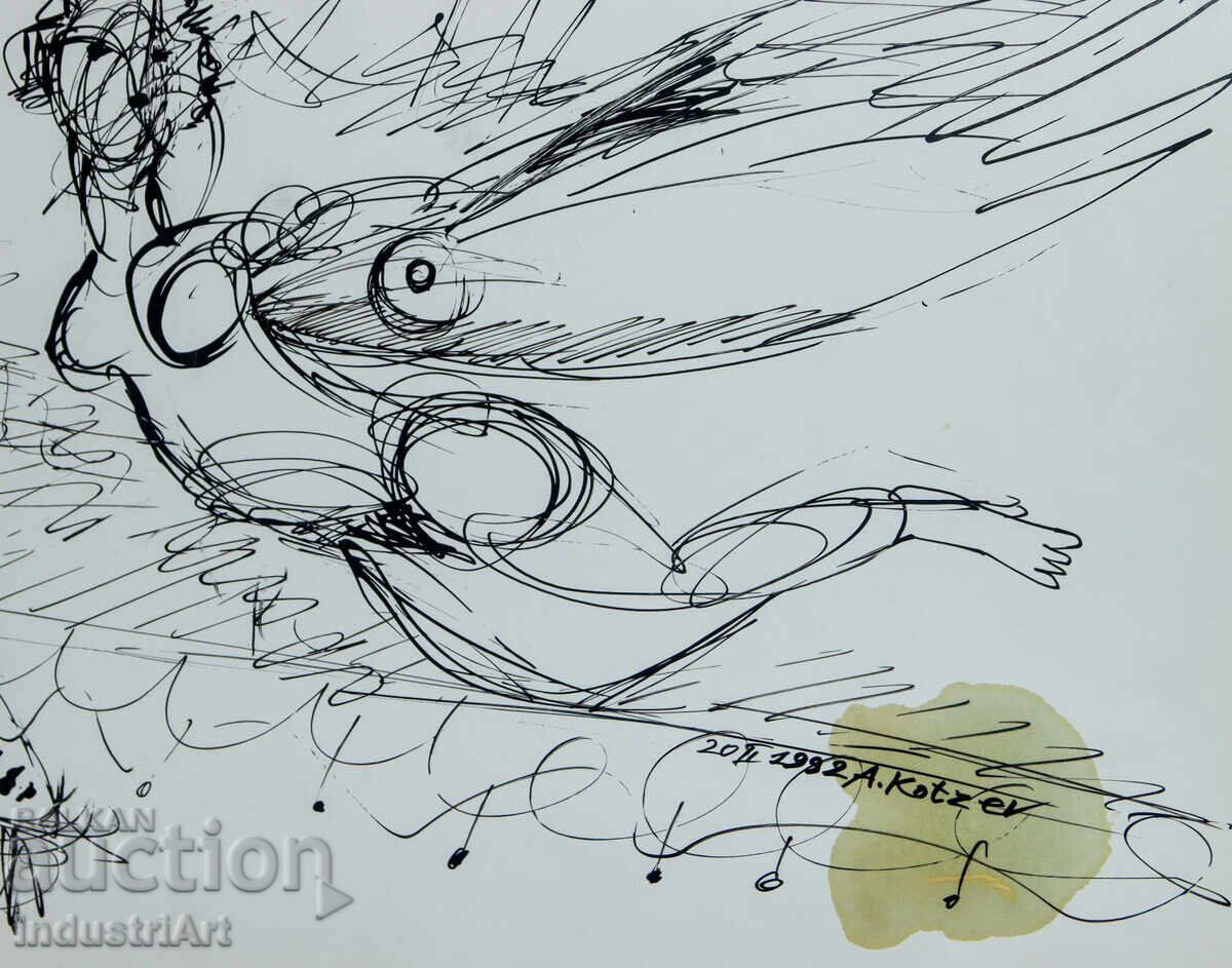 Σύγχρονη τέχνη μελάνι γυναίκα πουλί 1992 - 5 Σύγχρονη τέχνη μελάνι γυναίκα πουλί 1992 - 5