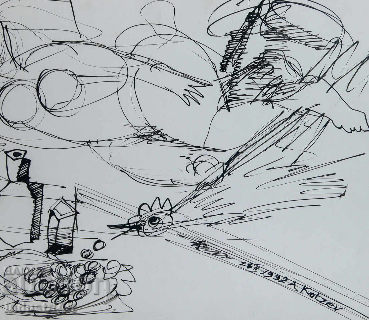 Σύγχρονη τέχνη μελάνι αφηρημένη σύνθεση 1991 - 5