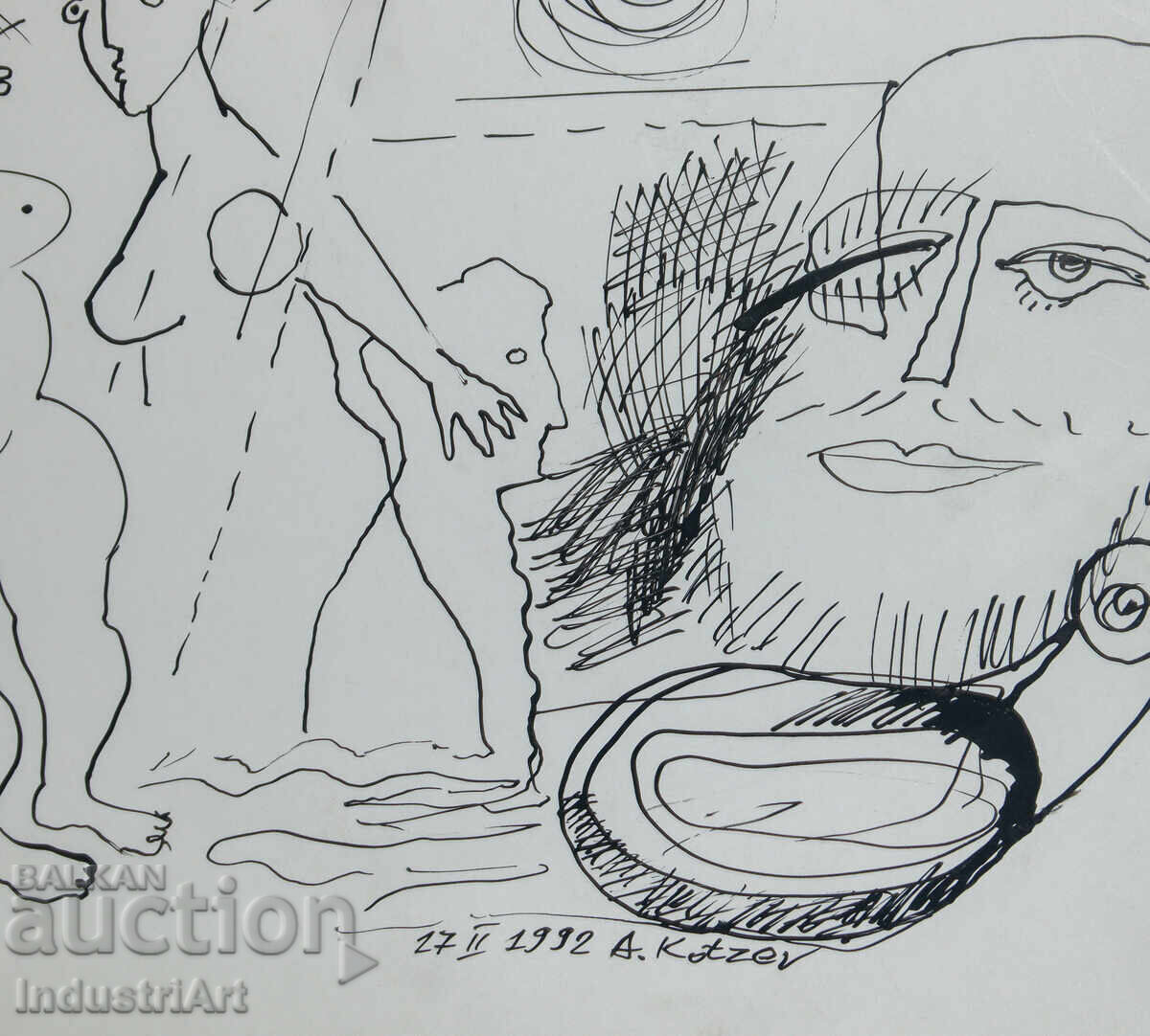 Αφηρημένη τέχνη μελάνι φιγούρα σύνθεση 1992 - 5