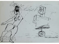 Abstract art ink figurative composition 1992