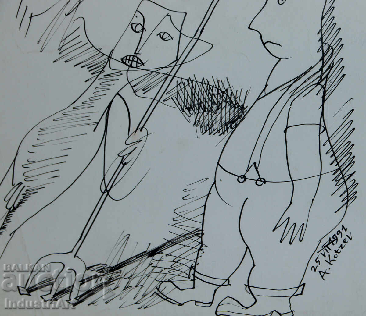 Abstract art ink figurative composition 1991 - 5 Abstract art ink figurative composition 1991 - 5