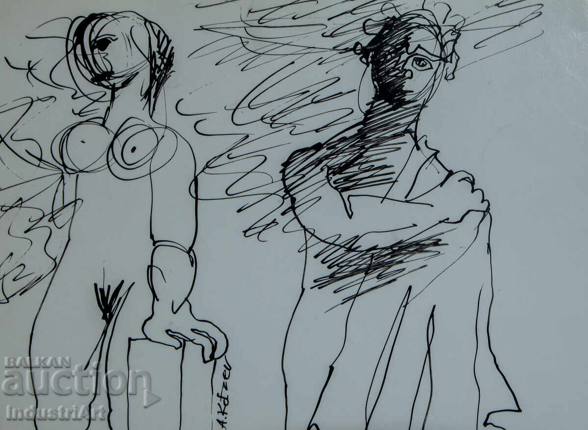 Αφηρημένη τέχνη μελάνι φιγούρα σύνθεση 1992 - 5