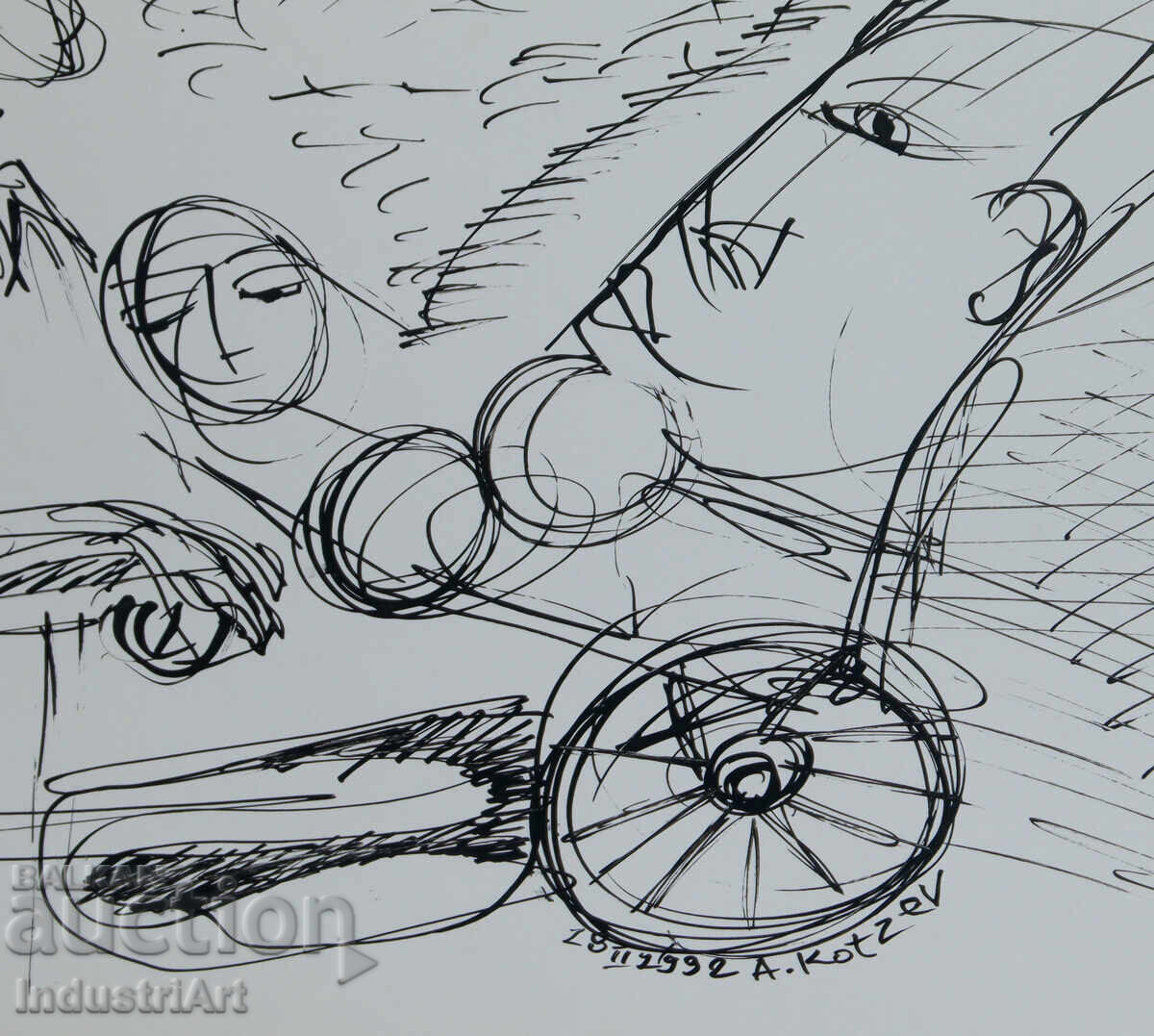 Abstract art ink figurative composition 1992 - 5