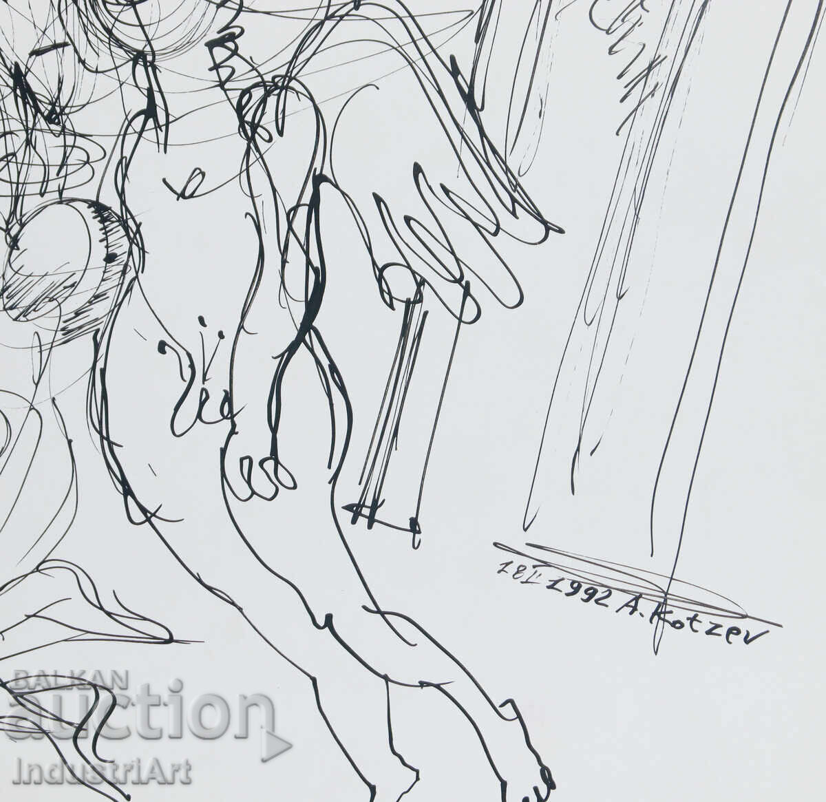 1992 g. Αφηρημένη τέχνη, σύνθεση με μελάνι και μορφές - 5