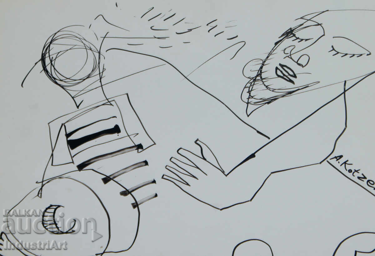 Παράδοση 1992 g. Αφηρημένη τέχνη, σύνθεση με μελάνι και μορφές