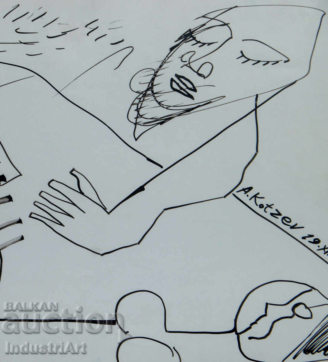 1992 g. Αφηρημένη τέχνη, σύνθεση με μελάνι και μορφές - 5