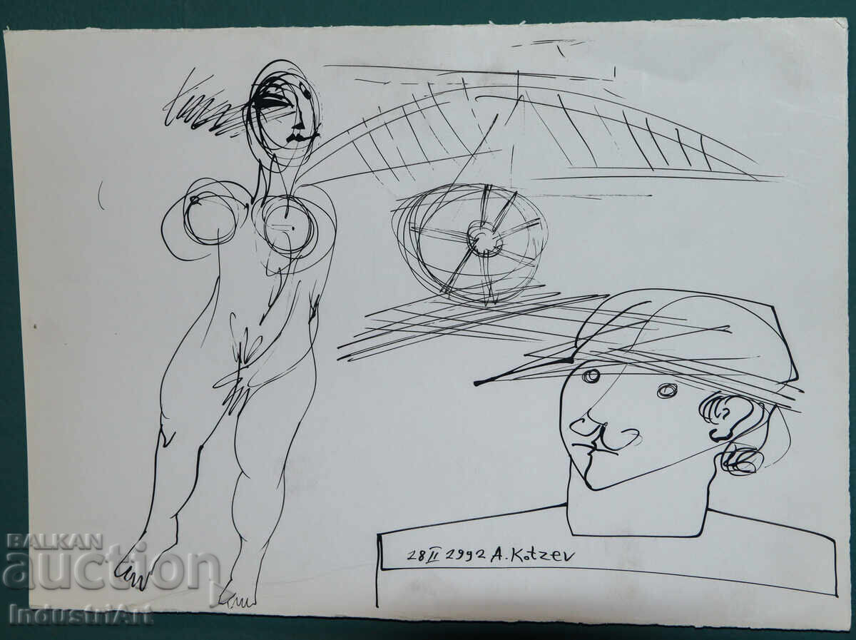 Аукцион Рисунка туш абстрактна фигурална композиция 1992г. Аукцион Рисунка туш абстрактна фигурална композиция 1992г.