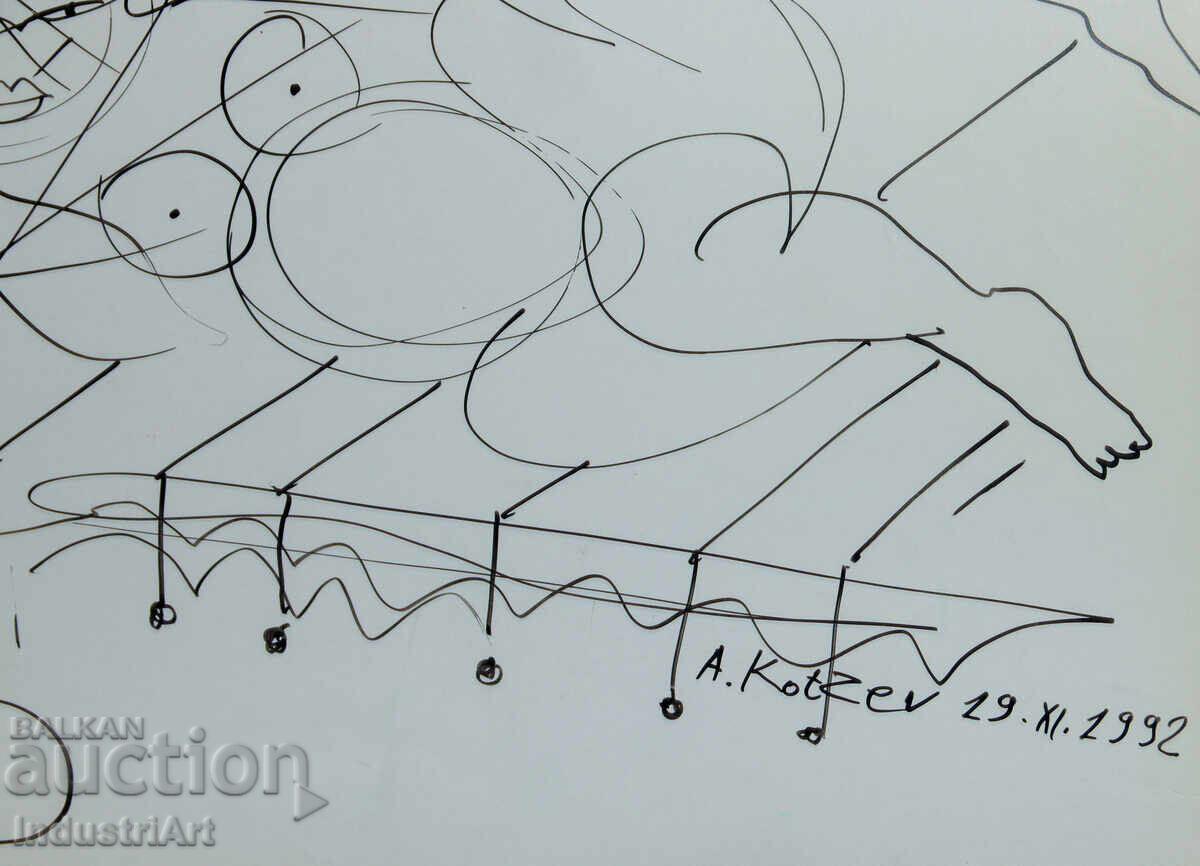 Ink drawing abstract figurative composition 1992 - 5