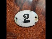 Enamelled sign with number 2