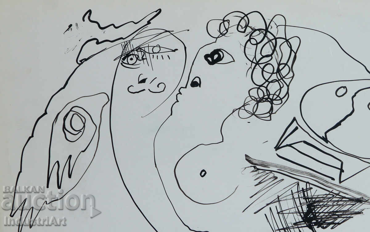 Δημοπρασία Σχέδιο με μελάνι, αφηρημένη εικαστική σύνθεση, 1992