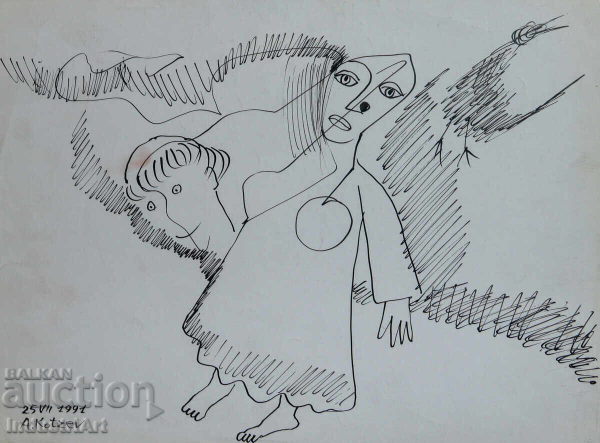 Аукцион Рисунка туш абстрактна фигурална композиция 1991г. Аукцион Рисунка туш абстрактна фигурална композиция 1991г.