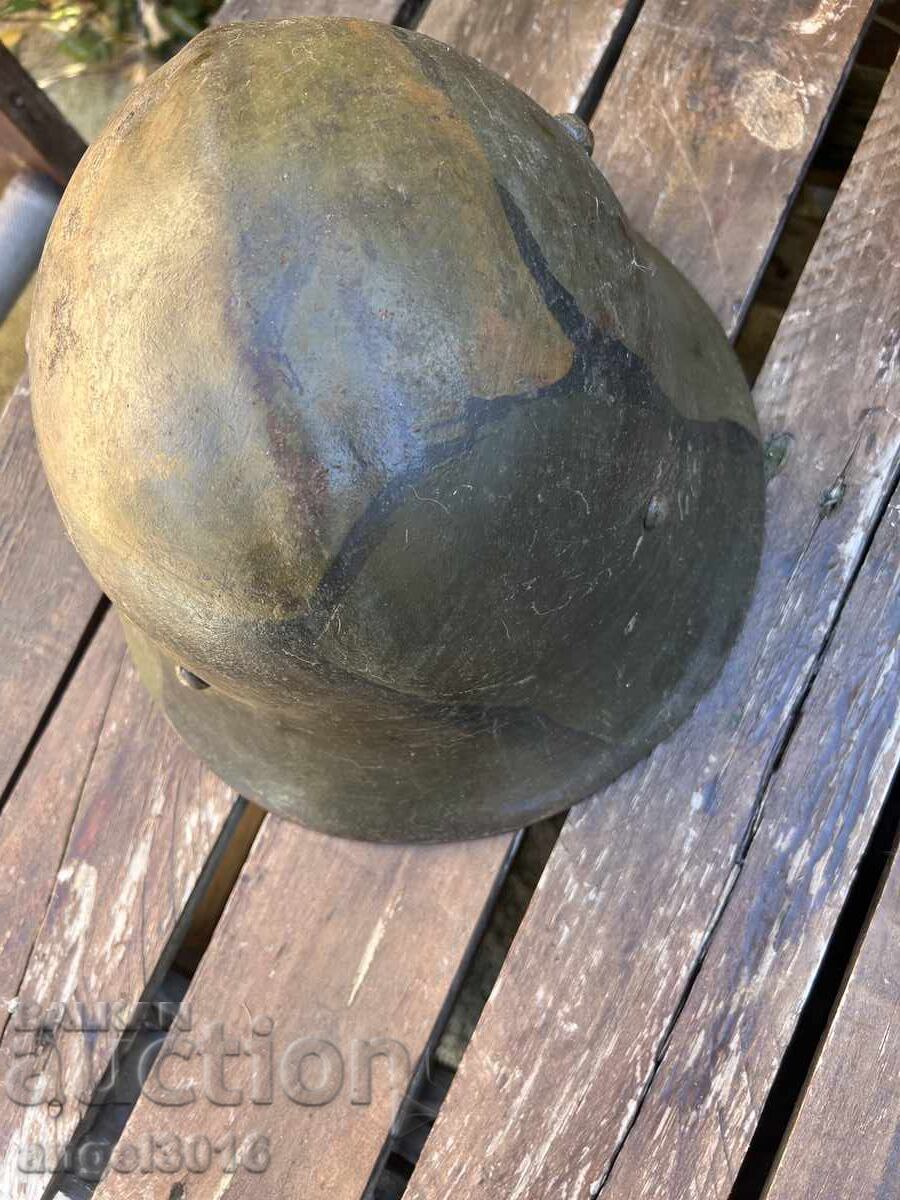 RARE WWII Bulgarian -BG CAMO HELMET M36 Rolled Edge - 6