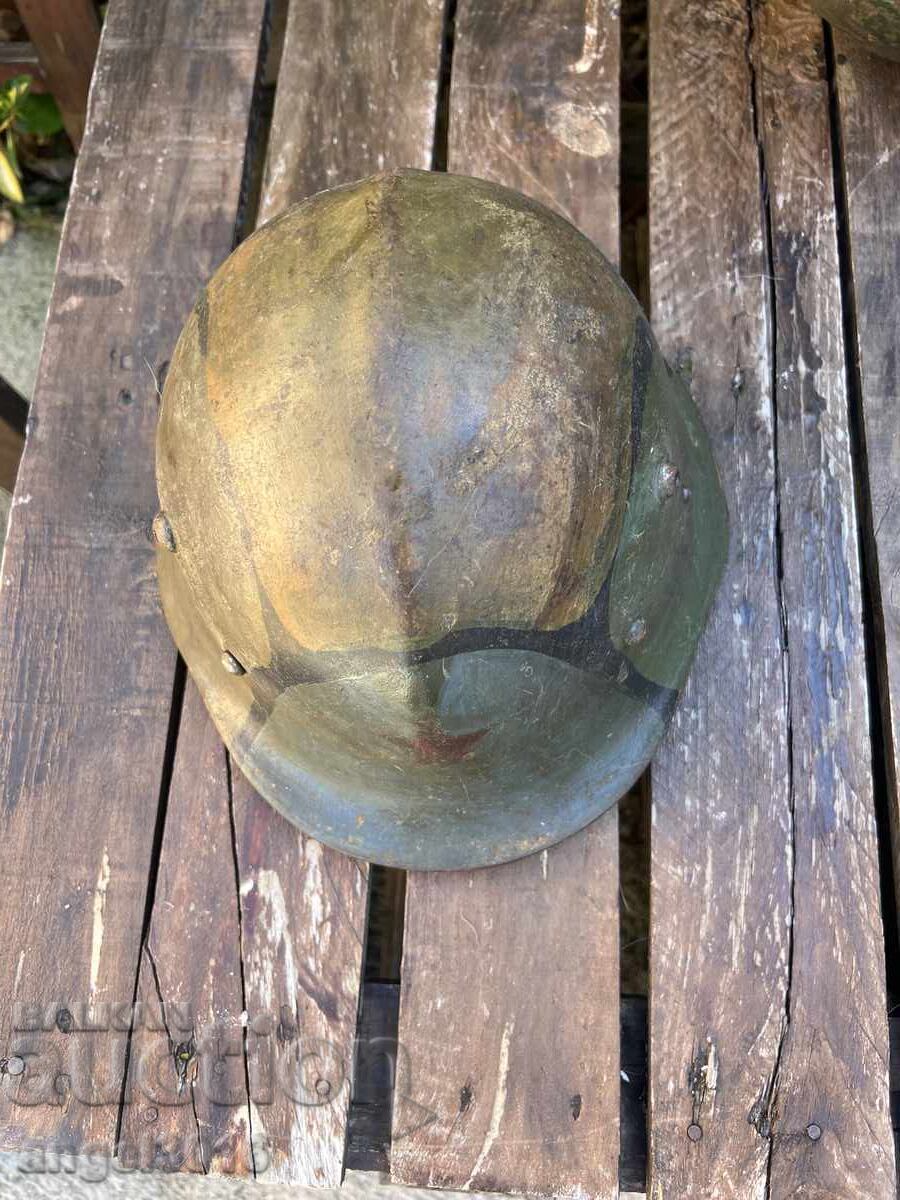 RARE WWII Bulgarian -BG CAMO HELMET M36 Rolled Edge