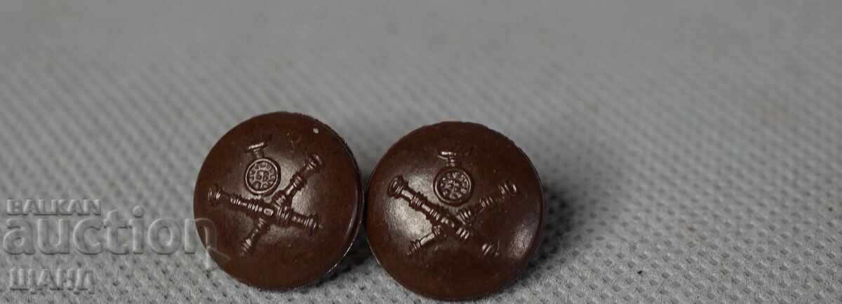 2 Βασιλικά βακελιτένια κουμπιά για στολή κεπέ πυροβολικού
