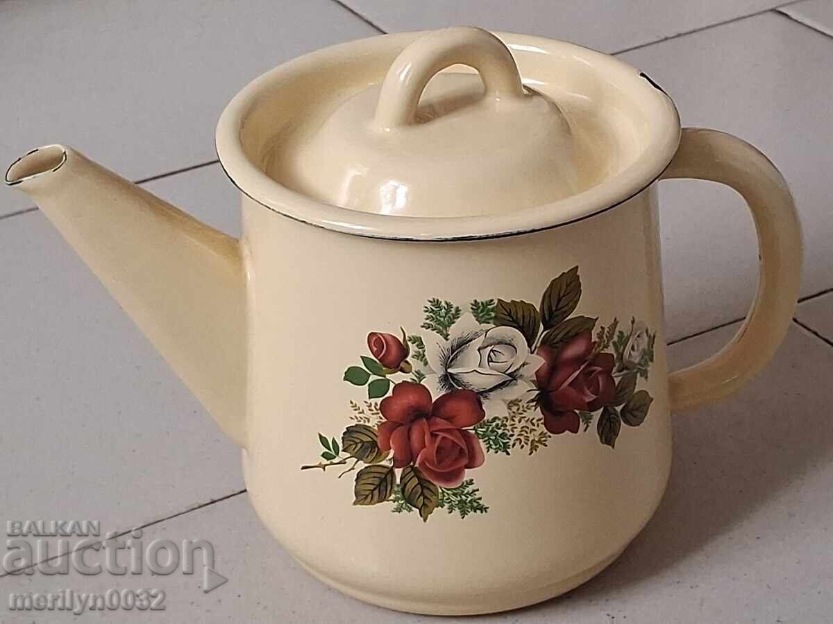 Εμαγιέ ρωσικό τσαγιέρα, σκεύος με σμάλτο Εμαγιέ ρωσικό τσαγιέρα, σκεύος με σμάλτο