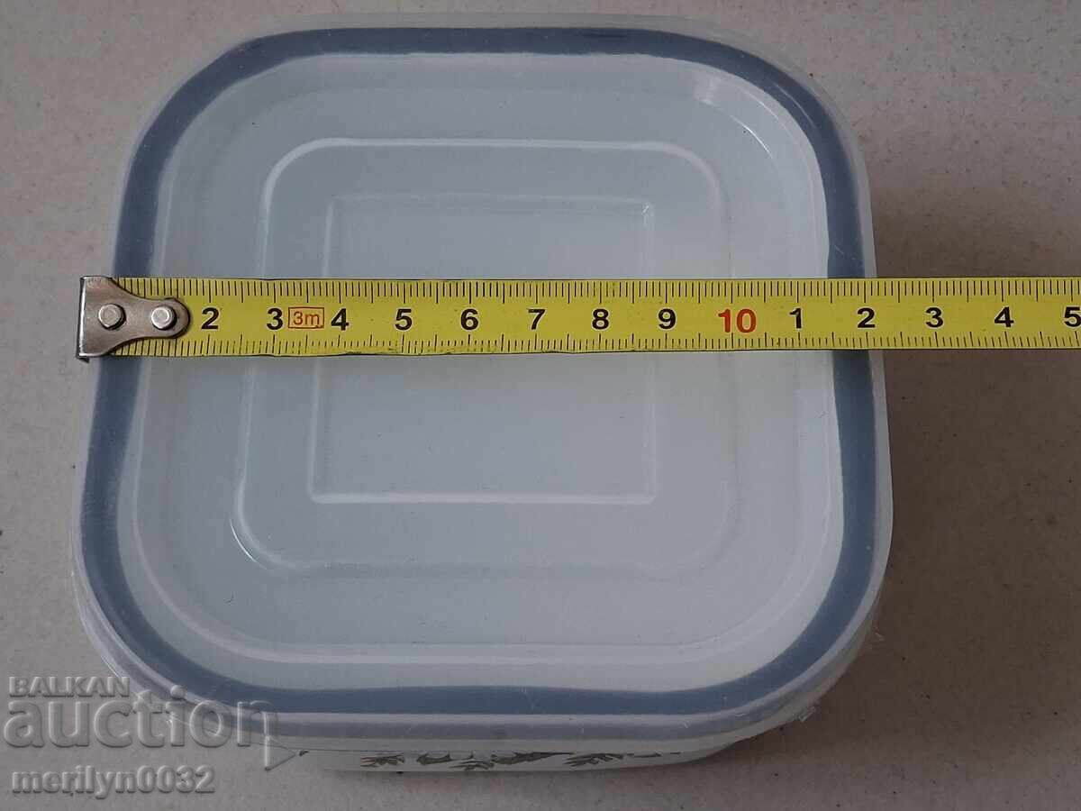 Παλιό σμάλτο κουτί τροφίμων, εμαγιέ πιάτο, κανάτα - 7