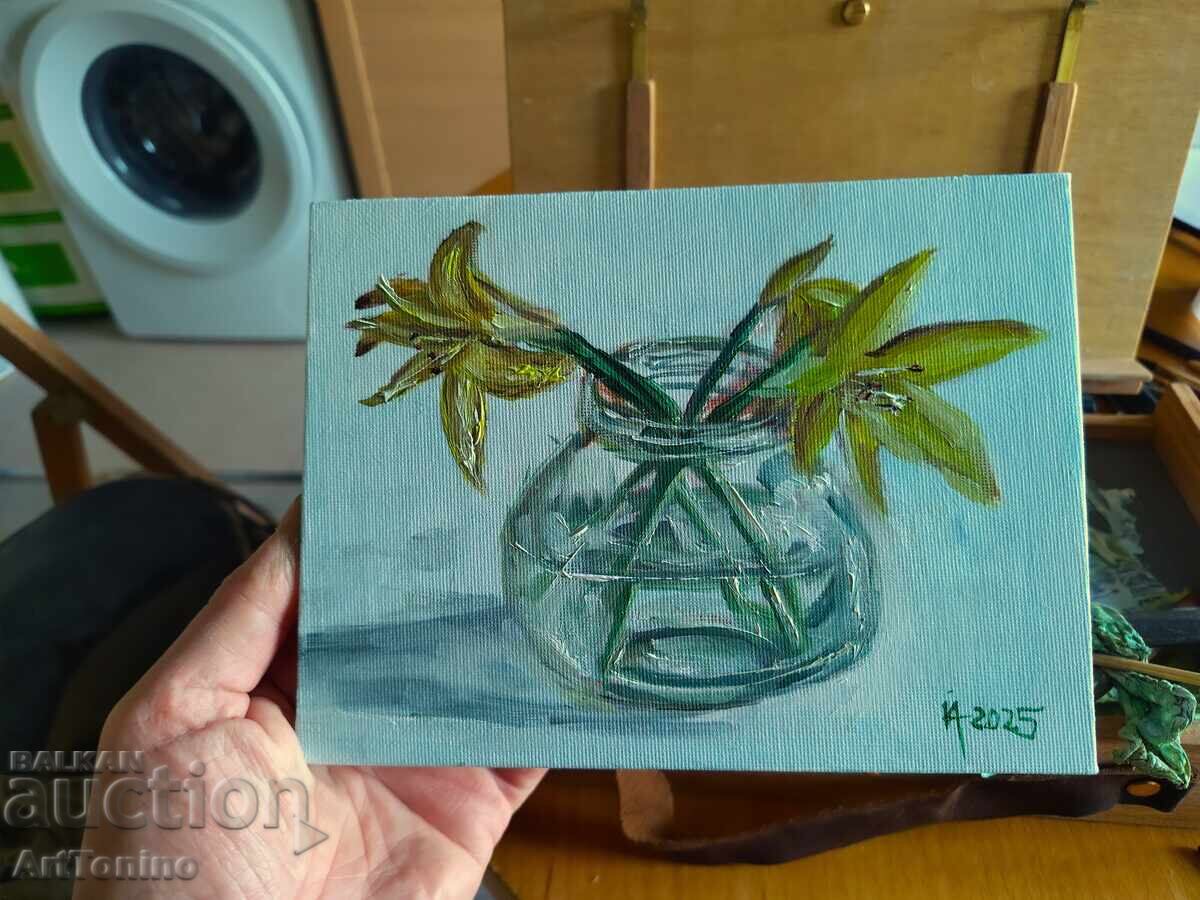 Delivery of Oil painting - Still life - Flowers in a jar - Anton Yordanov / II Delivery of Oil painting - Still life - Flowers in a jar - Anton Yordanov / II
