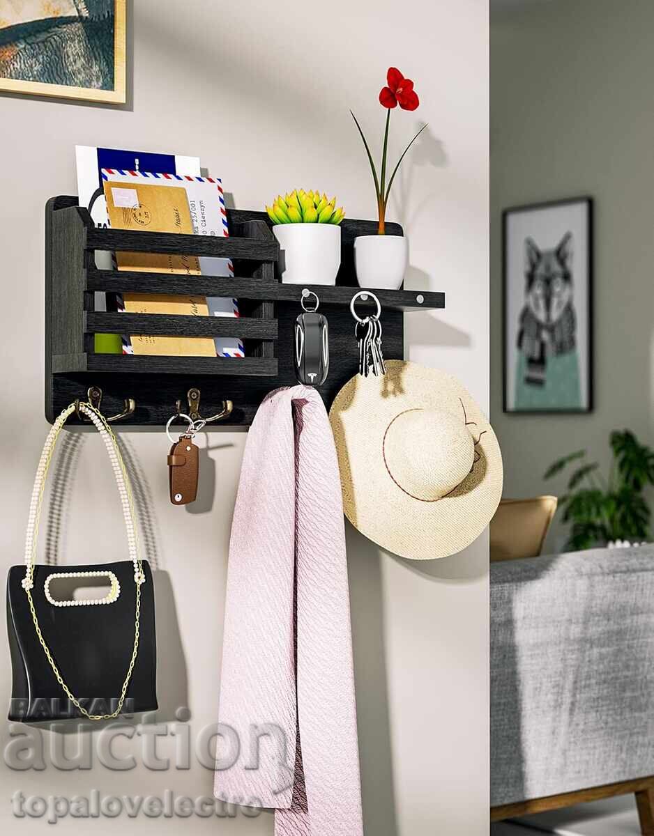 Аукцион Кутия за ключове с 8 куки, рафт за съхранение, магнитен държ