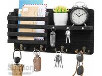 Cutie pentru chei cu 8 cârlige, raft pentru depozitare, lemn magnetic