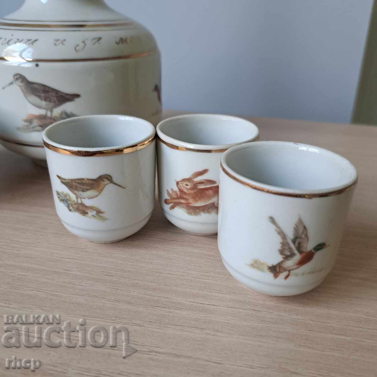 Isida porcelain set for rakia, hunting motifs with price 75.90 BGN | € 38.81 Isida porcelain set for rakia, hunting motifs with price 75.90 BGN | € 38.81