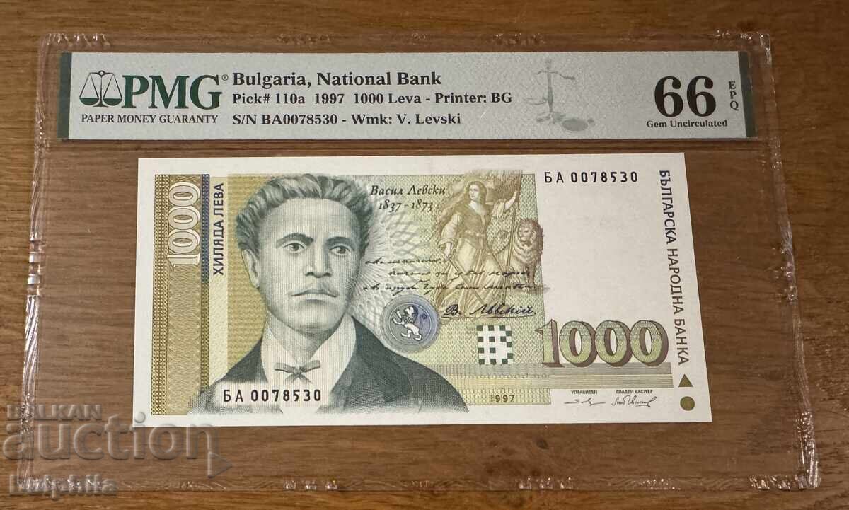 1000 leva 1997. PMG 66 EPQ. First Series BA