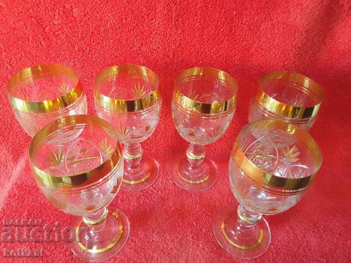 Set of 6 Crystal Glasses, Gold Plated with price 165.50 BGN | € 84.62