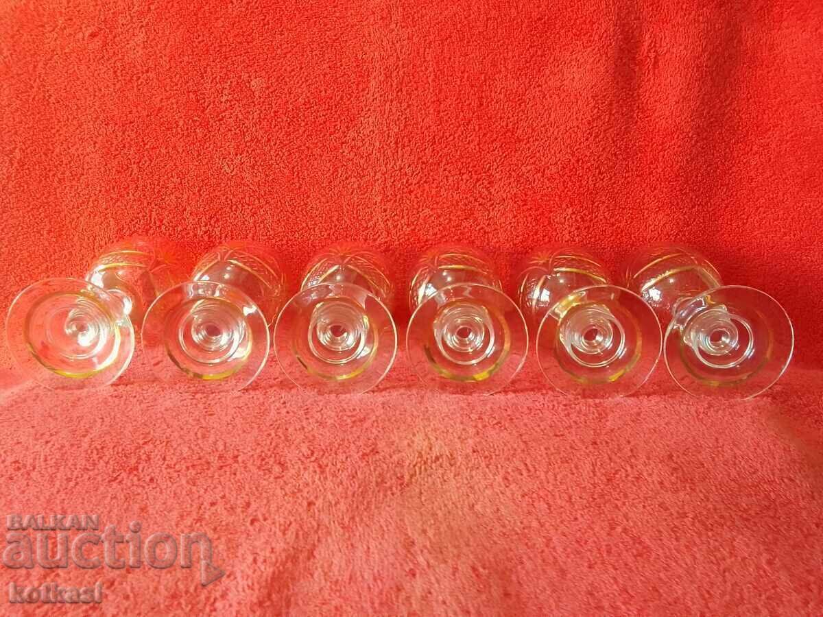 Set of 6 Crystal Glasses, Gold Plated - 5