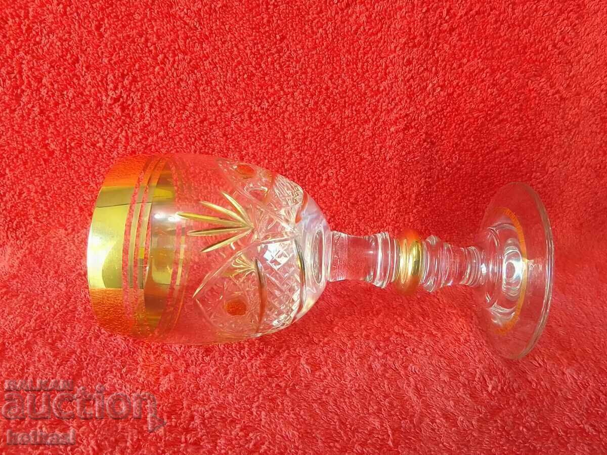 Set of 6 Crystal Glasses, Gold Plated - 6