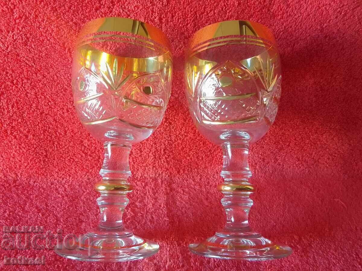 Set of 6 Crystal Glasses, Gold Plated - 7