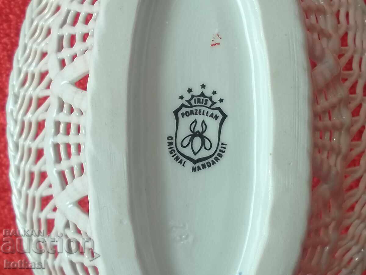 Veche porțelan IRIS dantelă ajurată bol aurit Lucrat manual - 6 Veche porțelan IRIS dantelă ajurată bol aurit Lucrat manual - 6