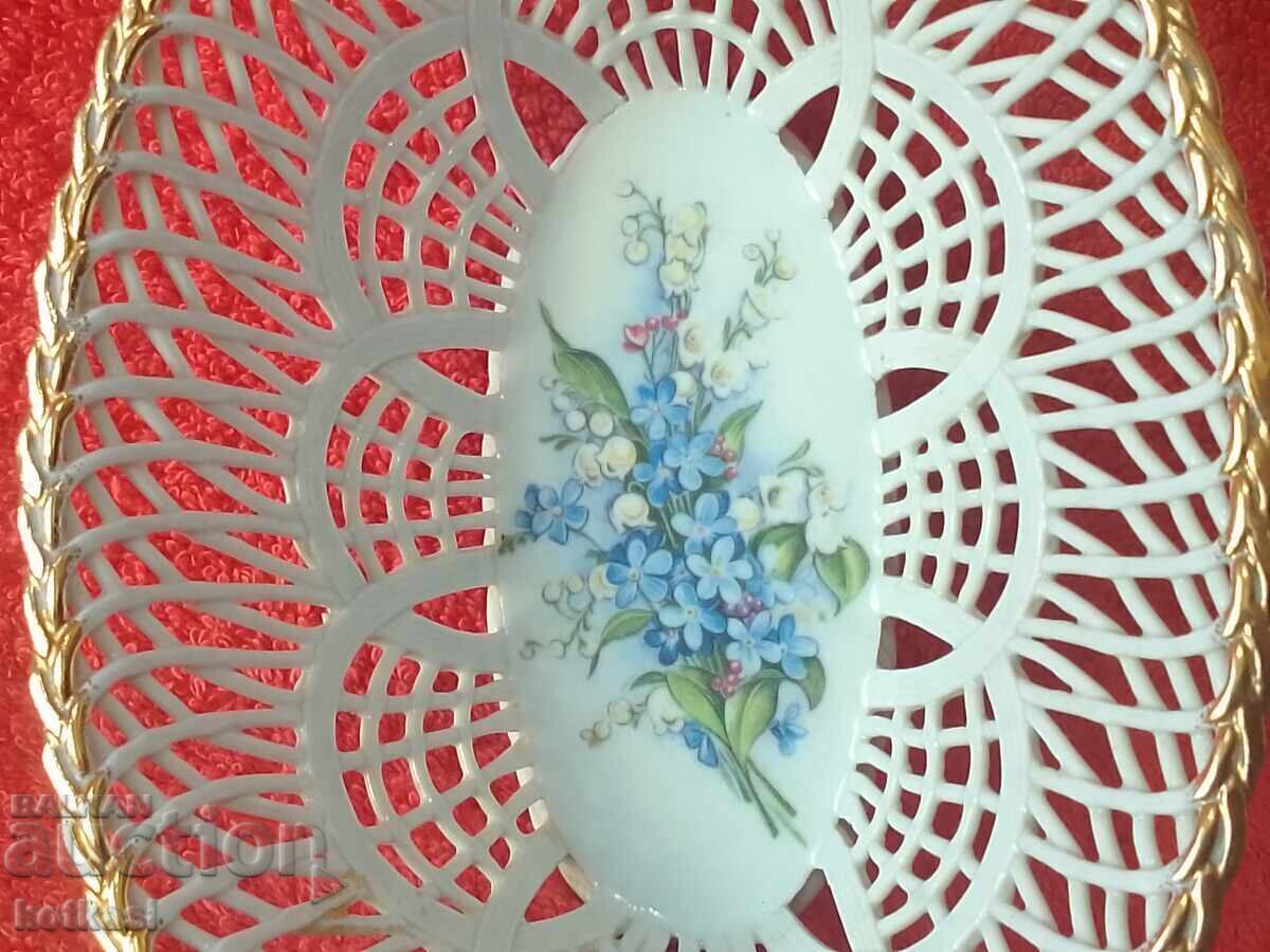 Veche porțelan IRIS dantelă ajurată bol aurit Lucrat manual - 7 Veche porțelan IRIS dantelă ajurată bol aurit Lucrat manual - 7