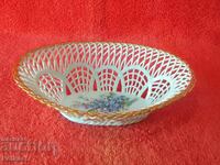 Old porcelain IRIS openwork lace cup gilding Handmade