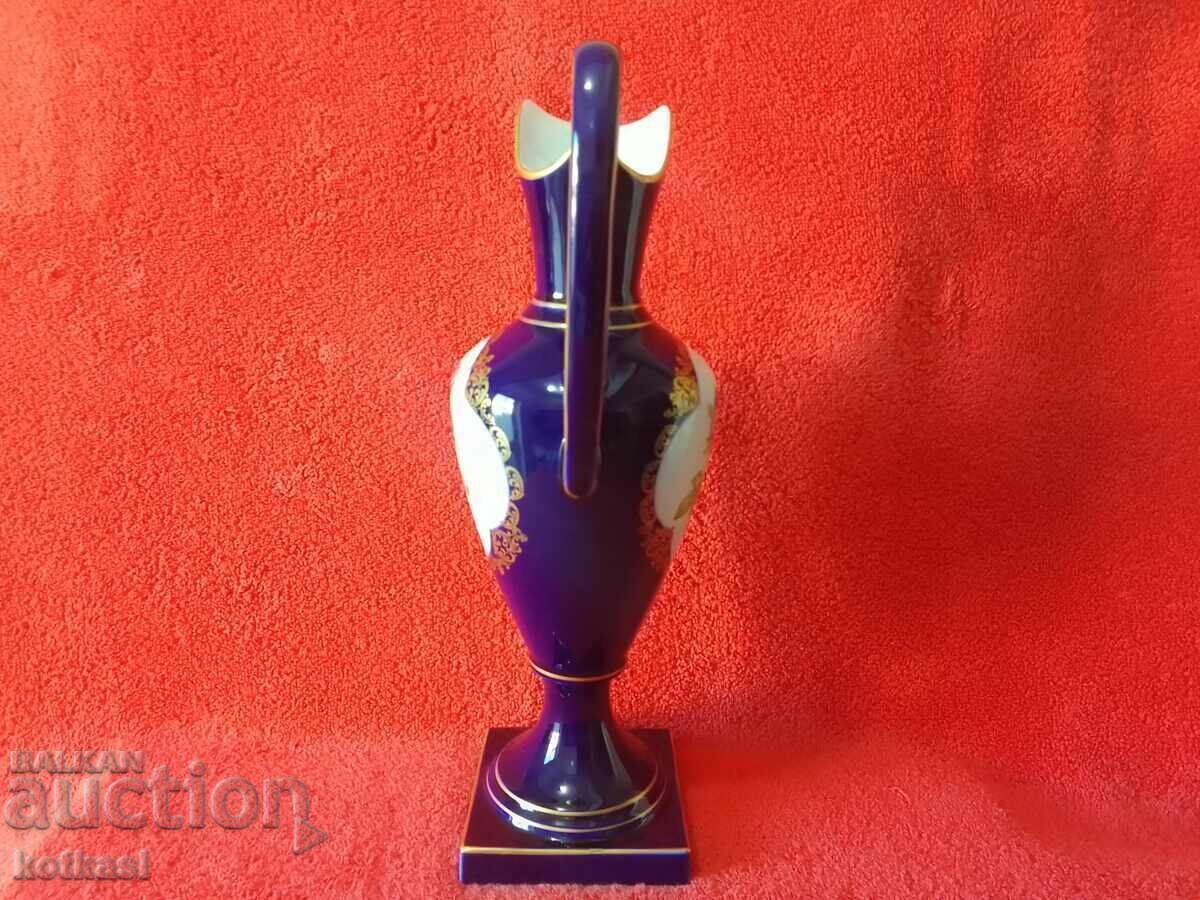 Παράδοση Lindner Σταρ πορσελάνινη κανάτα Κοβάλτιο επιχρύσωση Δυτική Γερμανία H-31