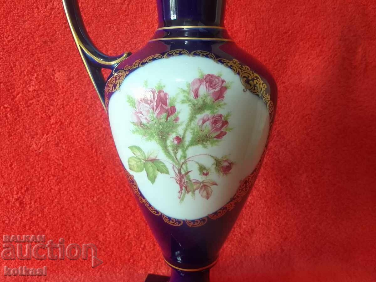 Lindner Σταρ πορσελάνινη κανάτα Κοβάλτιο επιχρύσωση Δυτική Γερμανία H-31 - 5