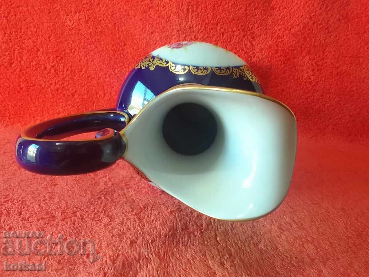 Lindner Σταρ πορσελάνινη κανάτα Κοβάλτιο επιχρύσωση Δυτική Γερμανία H-31 - 6