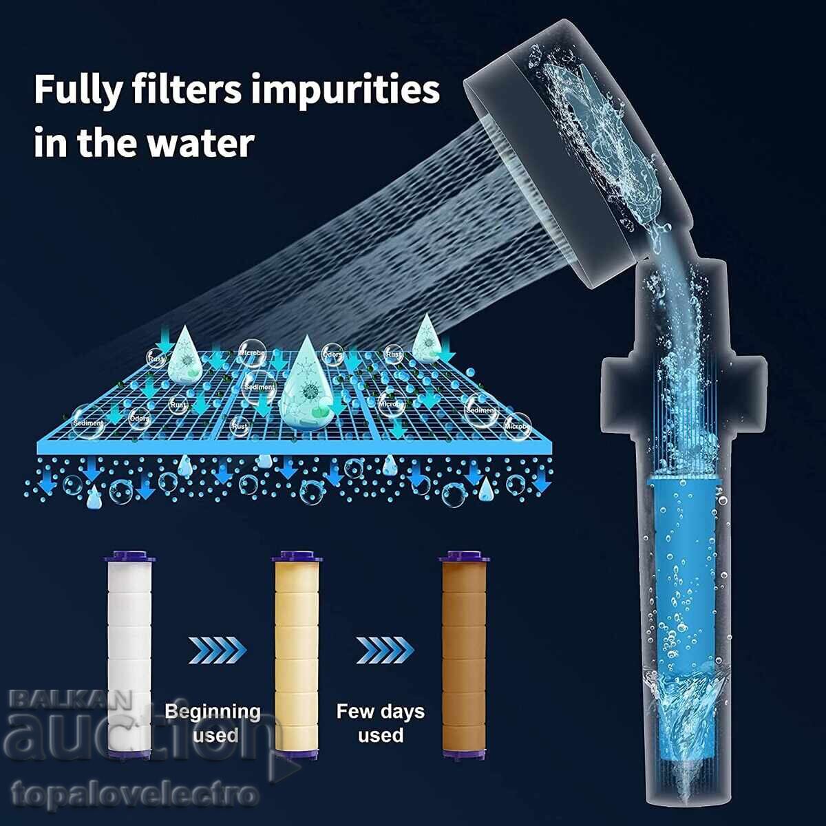 Auction Shower head with turbo fan and filter - 360° rotating model Auction Shower head with turbo fan and filter - 360° rotating model