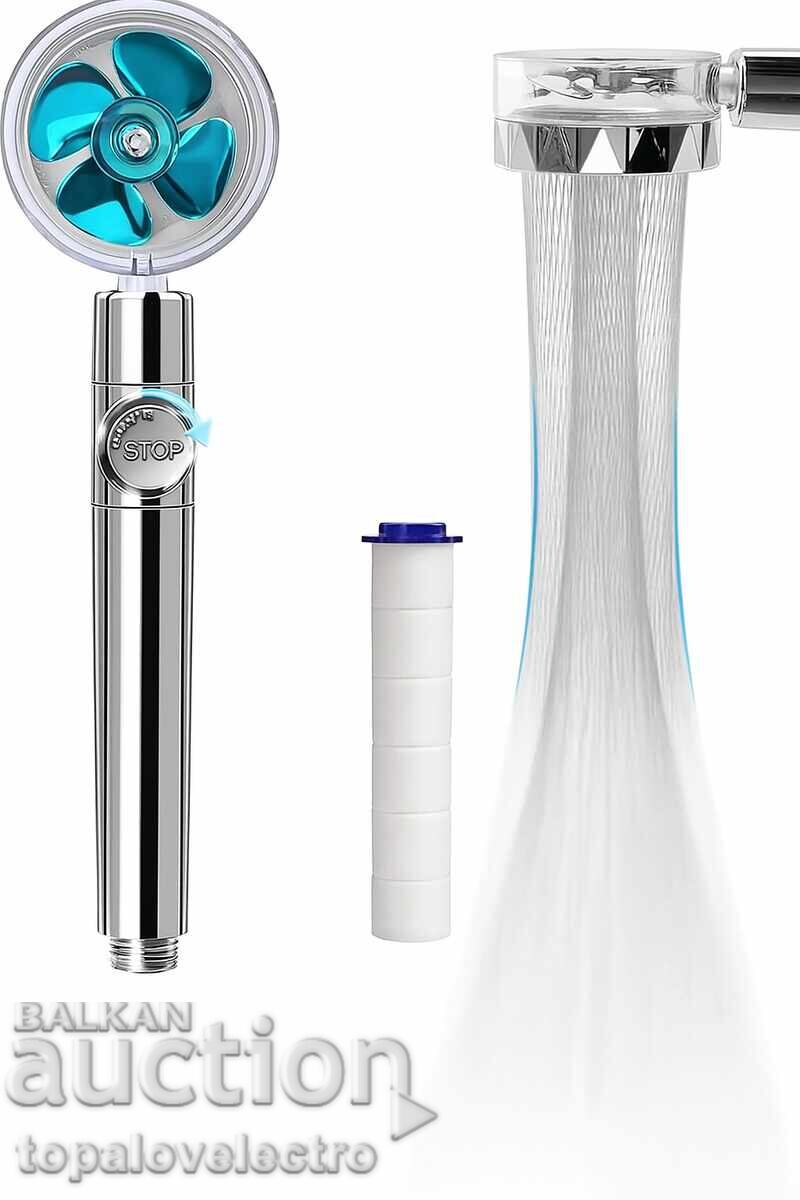Shower head with turbo fan and filter - 360° rotating model Shower head with turbo fan and filter - 360° rotating model