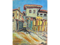 Ελαιογραφία αγροτικού τοπίου, υπογεγραμμένη