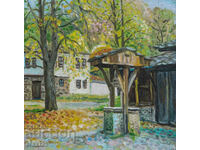 Ελαιογραφία αγροτικού τοπίου αυλής