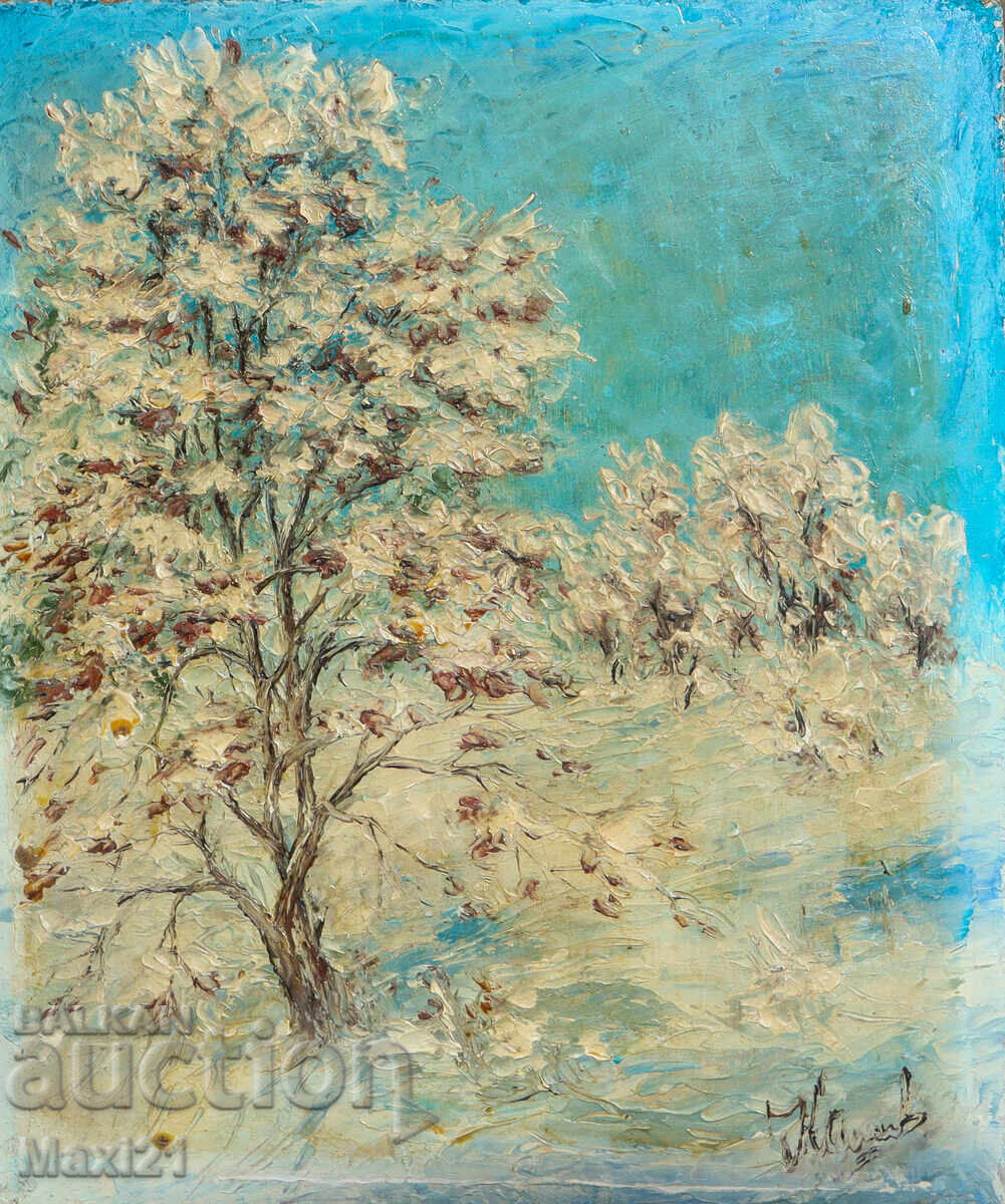 Ελαιογραφία χειμερινό τοπίο 1993 με τιμή 150.00 BGN | € 76.69