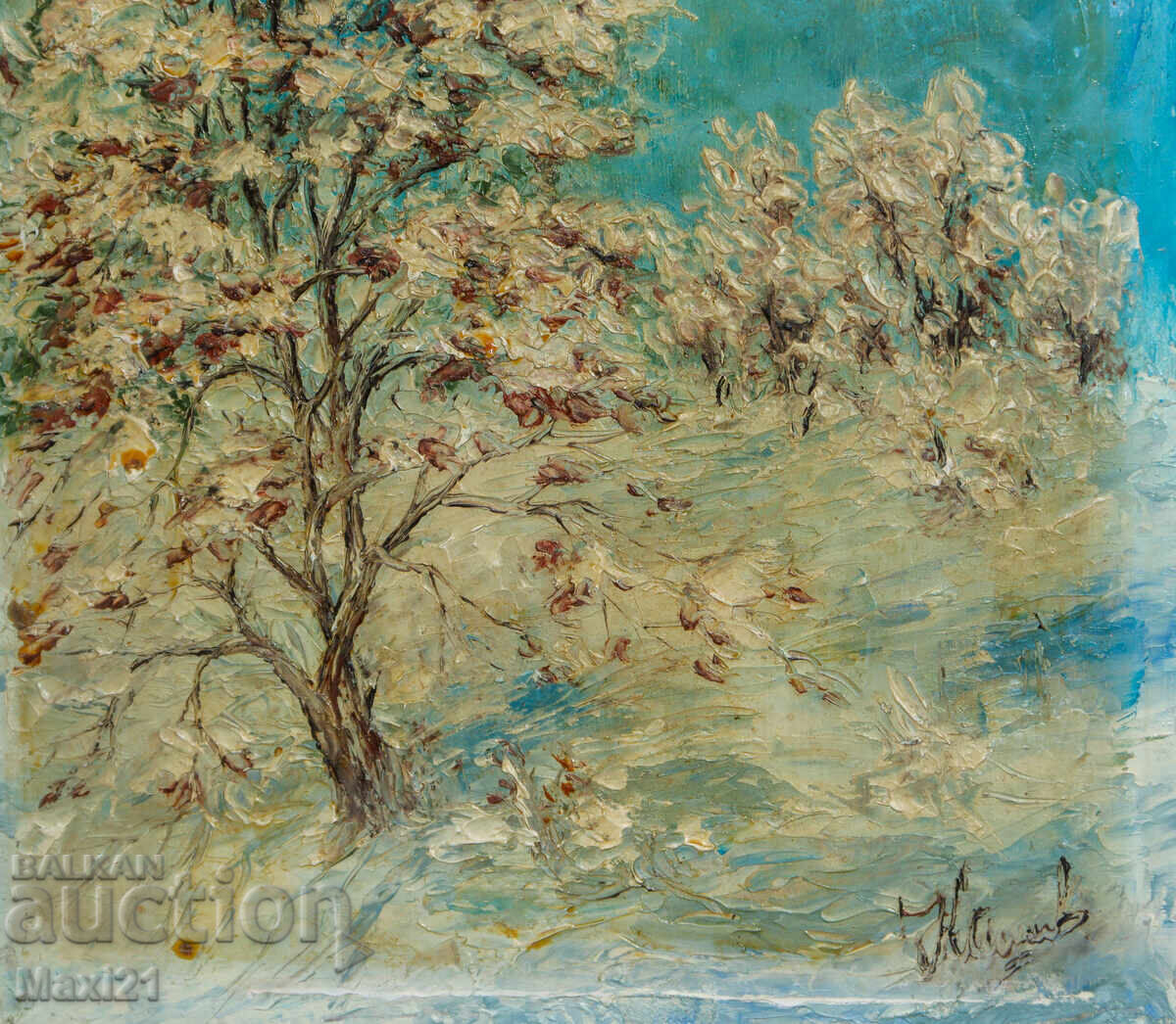 Ελαιογραφία χειμερινό τοπίο 1993 - 5