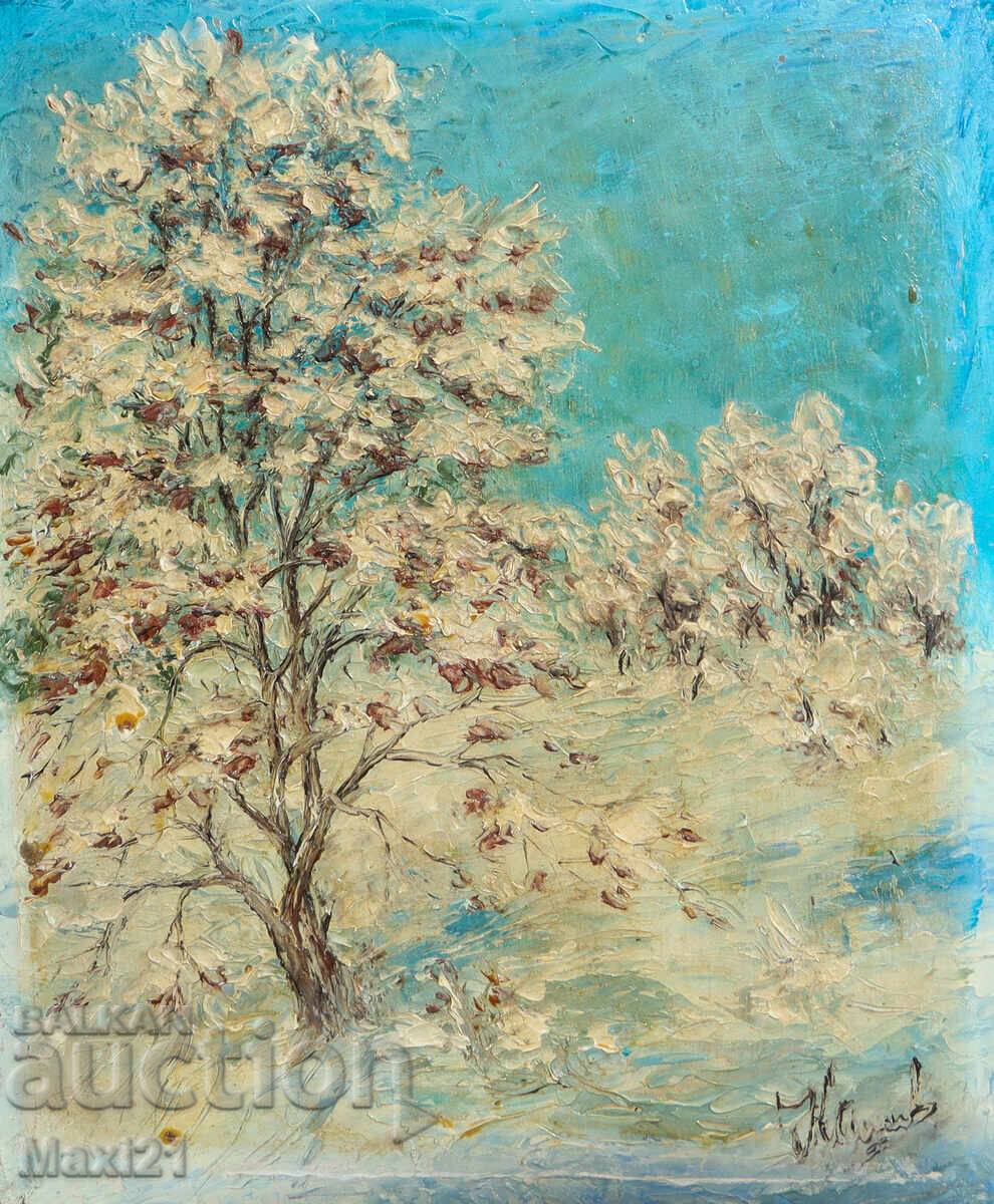 Ελαιογραφία χειμερινό τοπίο 1993